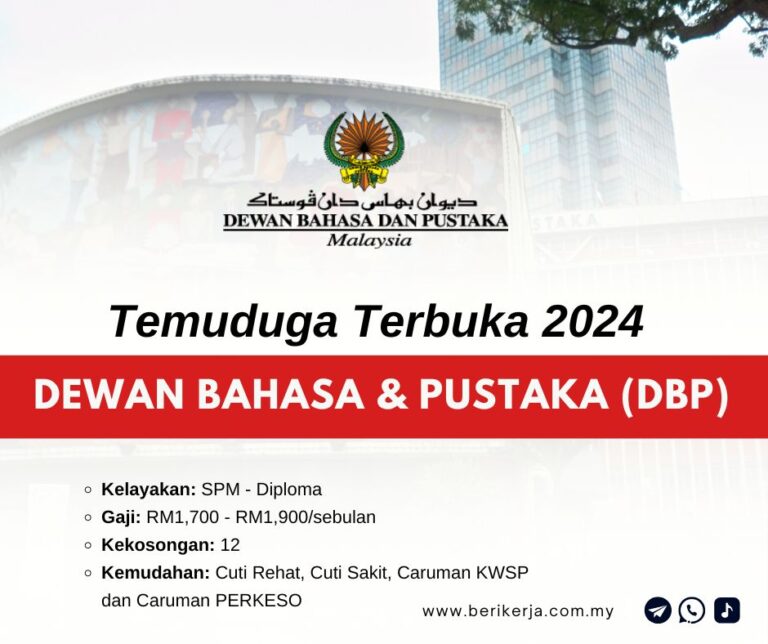 Temuduga Terbuka banyak jawatan di Dewan Bahasa & Pustaka (DBP): Kelayakan SPM - Diploma