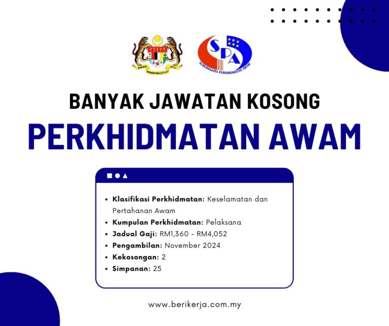 Banyak Jawatan Kosong Perkhidmatan Awam, Ambilan November 2024: Gaji sehingga RM4,052