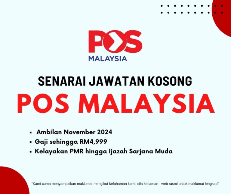 Pelbagai Jawatan Kosong POS Malaysia Berhad, ambilan November 2024: Berikut Senarai Jawatan