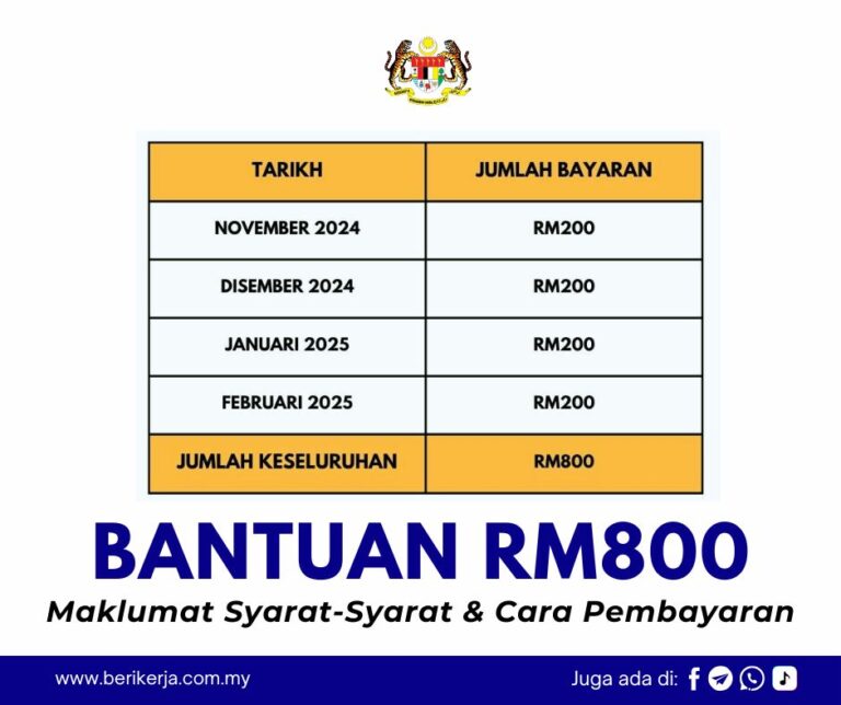 Bantuan RM800 Dibayar Secara Berfasa: Ini Maklumat Syarat-Syarat & Cara Pembayaran