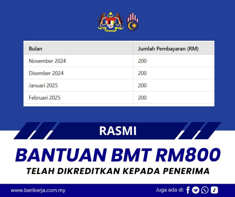 Bayaran Penuh Bantuan BMT RM800 Telah Dikreditkan: Semak Senarai Penuh Penerima