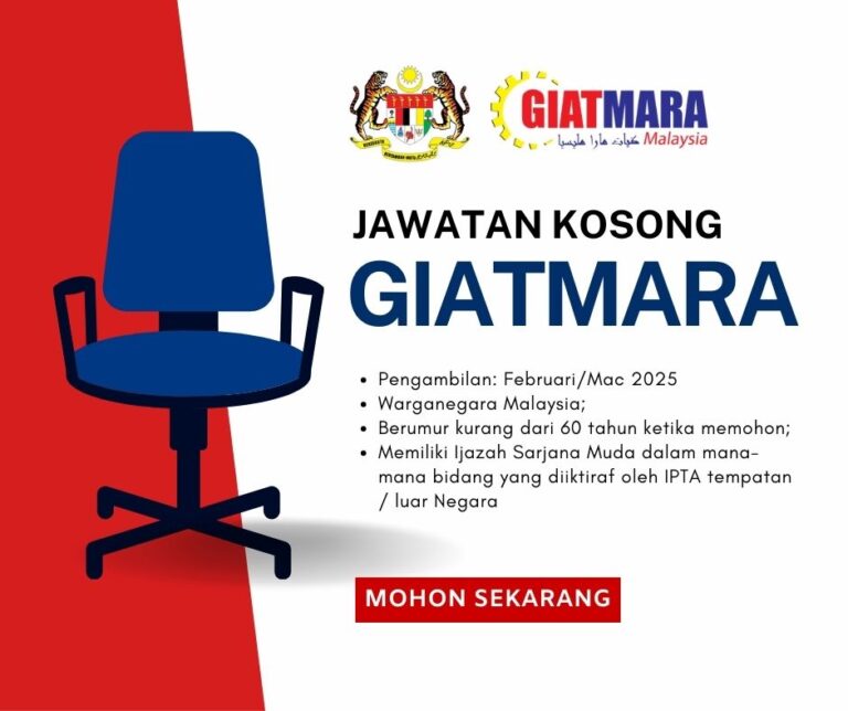 Jawatan Kosong GIATMARA Sesi Februari/Mac 2025: Syarat-Syarat & Cara Memohon