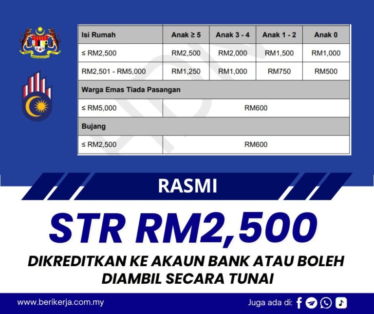 STR RM2,500 Dikreditkan Ke Akaun Bank atau Boleh Diambil Secara Tunai: Senarai Semak Penerima